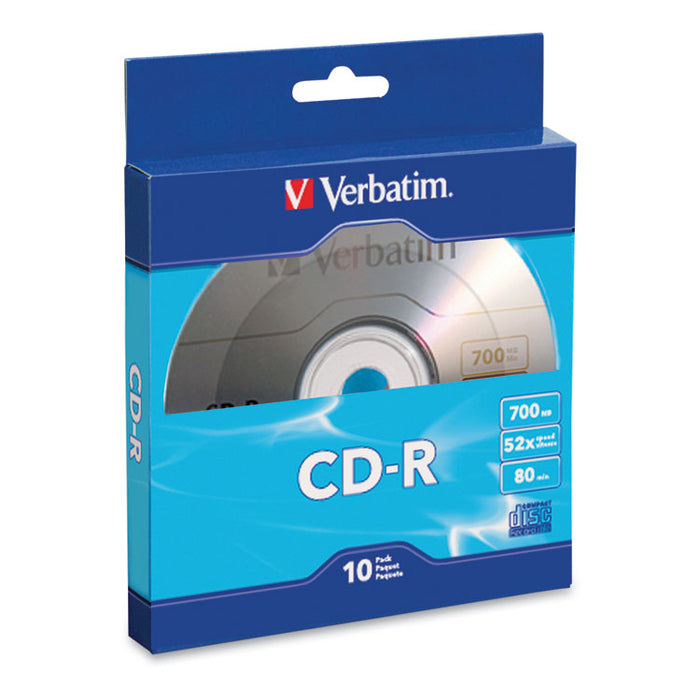 CD-R Recordable Disc, 700 MB, 52x, Box, Silver, 10/Pack