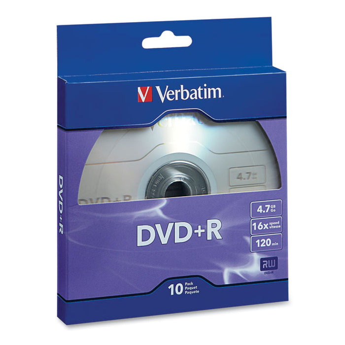 DVD+R Recordable Disc, 4.7GB, 16x, Silver, 10/Pack