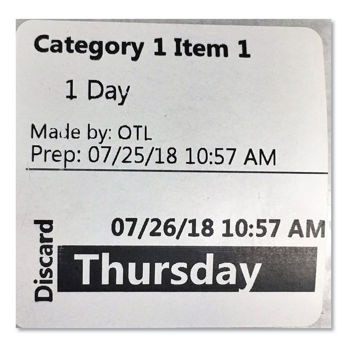 SLP-FPL Food Prep Labels for Food Prep Labeling Printers, 2" x 2", Black, 500 Labels/Roll