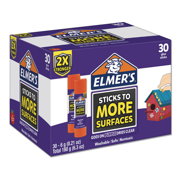 Extra-Strength School Glue Sticks, 0.21 oz, Dries Clear, 30/Pack