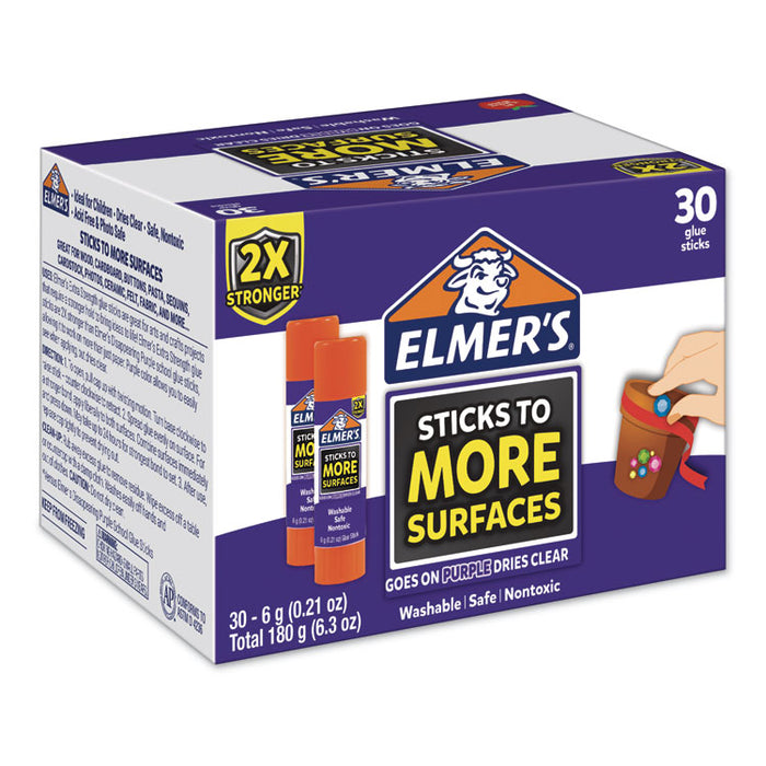 Extra-Strength School Glue Sticks, 0.21 oz, Dries Clear, 30/Pack