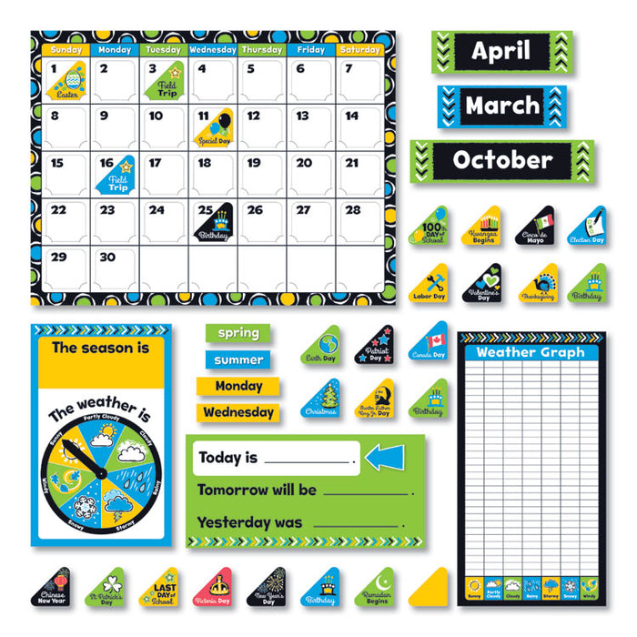 Bold Strokes Calendar Bulletin Board Set, 18.25" x 31", Assorted Colors, 106 Pieces