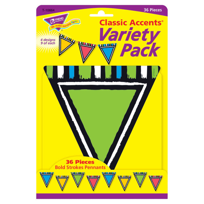 Bold Strokes Classic Accents Variety Pack, Pennants, Assorted, 6" x 7.88"
