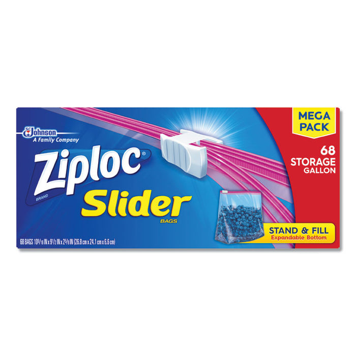 Slider Storage Bags, 1 gal, 9.5" x 10.56", Clear, 9/Carton