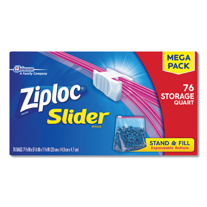 Slider Storage Bags, 1 qt, 5.88" x 7.88", Clear, 9/Carton
