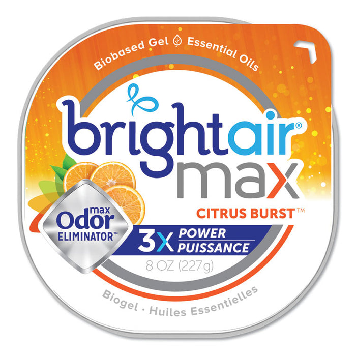 Max Odor Eliminator Air Freshener, Citrus Burst, 8 oz Jar, 6/Carton