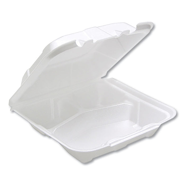 Foam Hinged Lid Containers, White, 8.14 x 8.42, 1-Compartment, 150/Carton