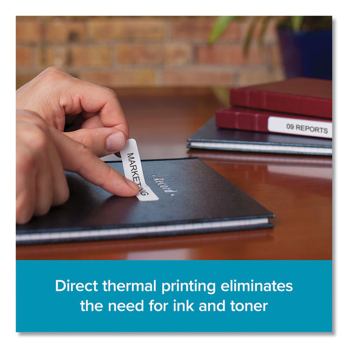 LW 1-Up File Folder, 0.56" x 3.43", White, 130/Roll, 6 Rolls/Pack