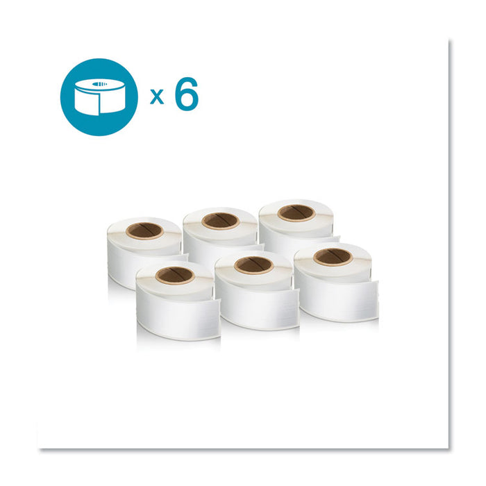 LW 1-Up File Folder, 0.56" x 3.43", White, 130/Roll, 6 Rolls/Pack