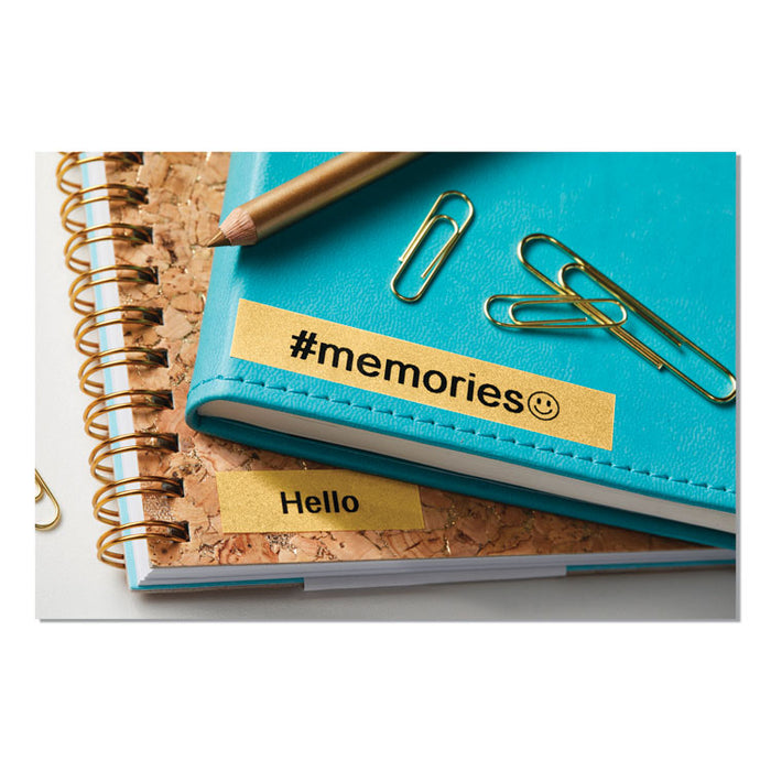 COLORPOP! Label Maker Tape, 0.5" x 10 ft, Black on Gold