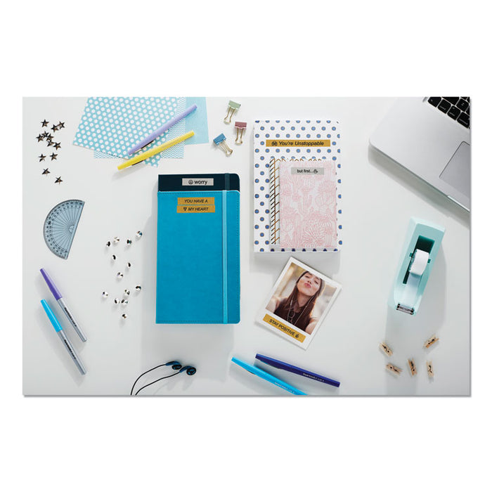 COLORPOP! Label Maker Tape, 0.5" x 10 ft, Black on Silver