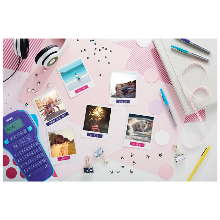 COLORPOP! Label Maker Tape, 0.5" x 10 ft, White on Pink