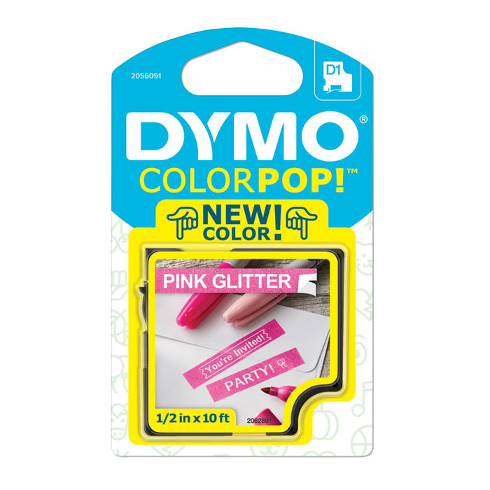 COLORPOP! Label Maker Tape, 0.5" x 10 ft, White on Pink