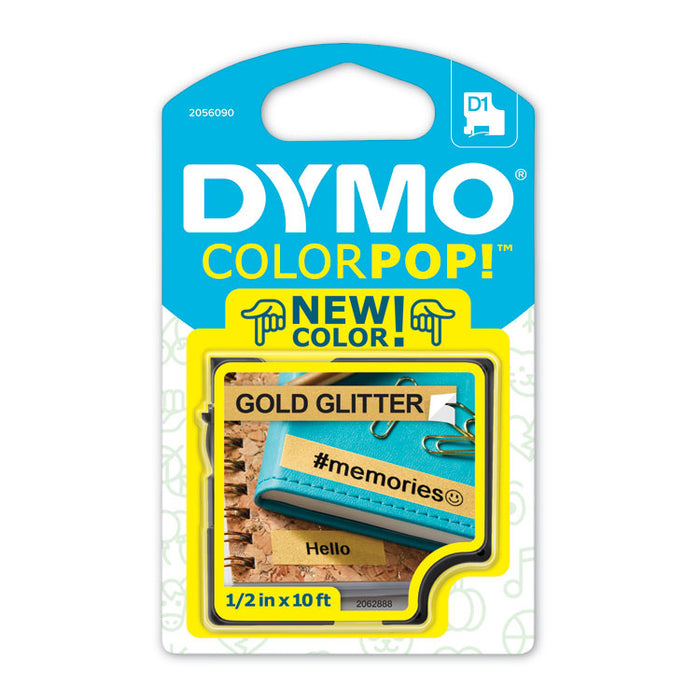 COLORPOP! Label Maker Tape, 0.5" x 10 ft, Black on Gold