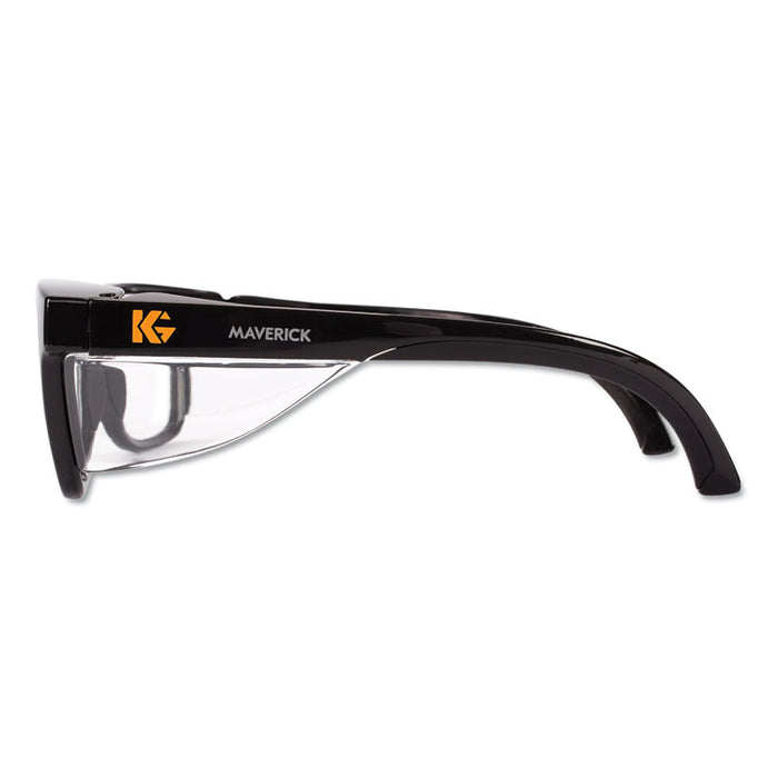 Maverick Safety Glasses, Black, Polycarbonate Frame, Clear Lens, 12 Pairs/Box