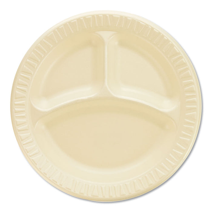 Quiet Classic Laminated Foam Dinnerware, Compartment Plate, 9" Diameter, 500/CT