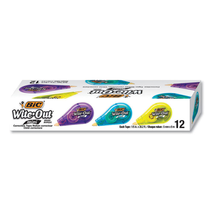 Wite-Out Brand Mini Correction Tape, Non-Refillable, 0.2" x 26.2 ft, Assorted