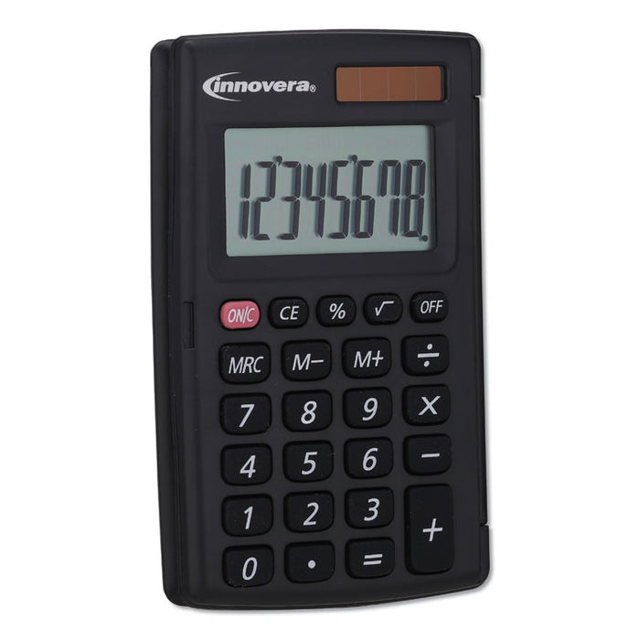 15921 Pocket Calculator with Hard Shell Flip Cover, 8-Digit, LCD