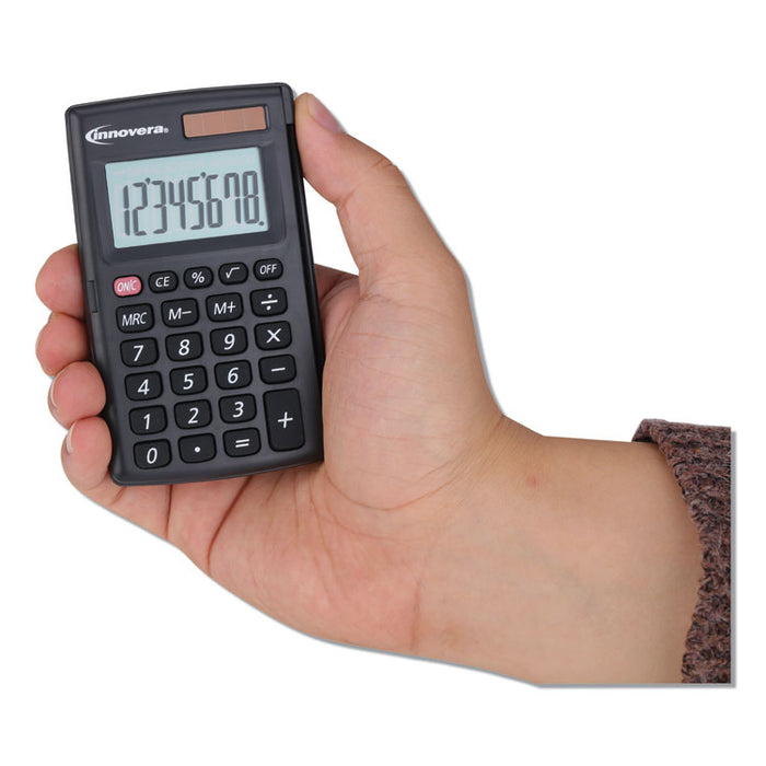 15921 Pocket Calculator with Hard Shell Flip Cover, 8-Digit, LCD