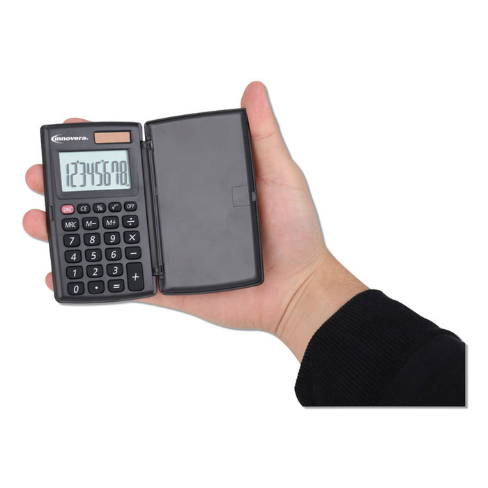 15921 Pocket Calculator with Hard Shell Flip Cover, 8-Digit, LCD
