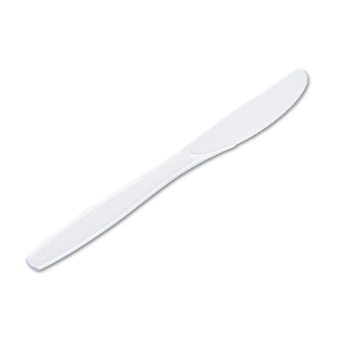 Plastic Cutlery, Heavyweight Knives, White, 1,000/Carton