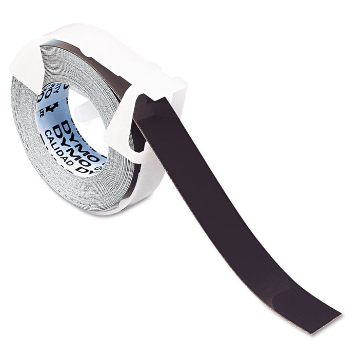 Self-Adhesive Glossy Labeling Tape for Embossers, 0.37" x 12 ft Roll, Black