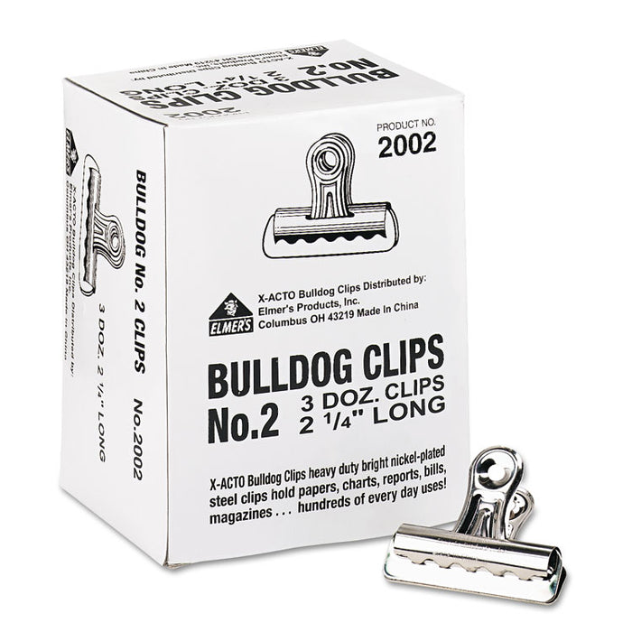 Bulldog Clips, Medium, Nickel-Plated, 36/Box