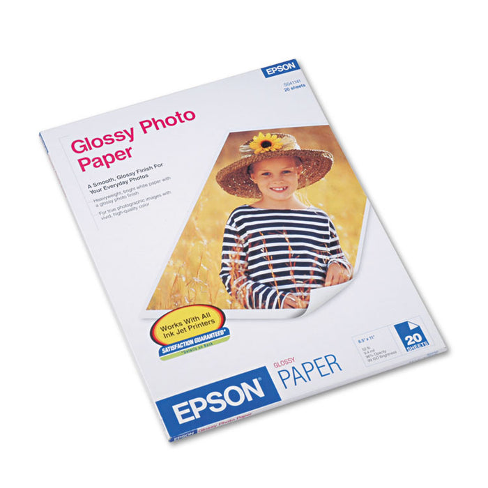 Glossy Photo Paper, 9.4 mil, 8.5 x 11, Glossy White, 20/Pack