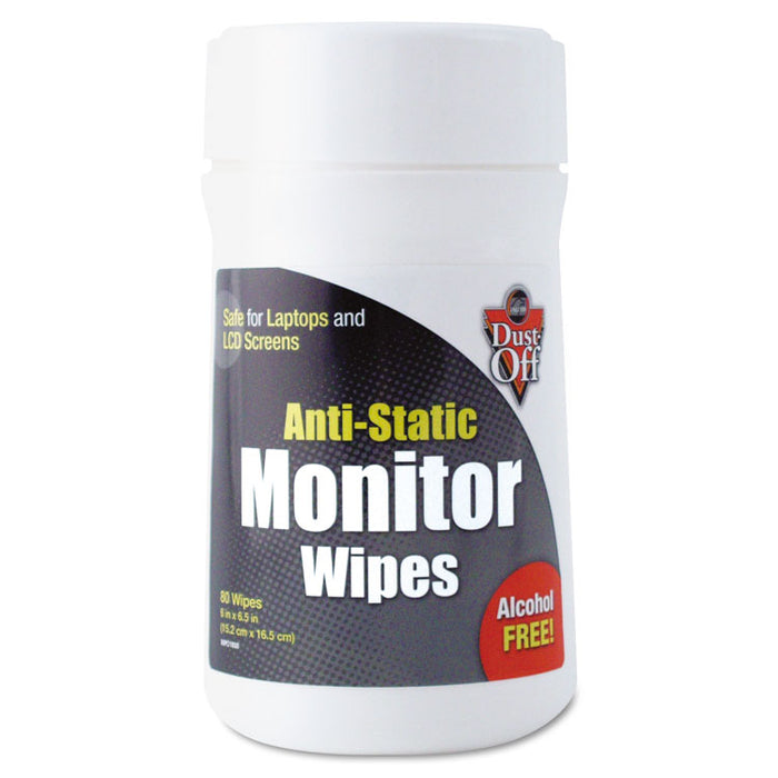 Premoistened Monitor Cleaning Wipes, Cloth, 6 x 6.5, 80/Tub