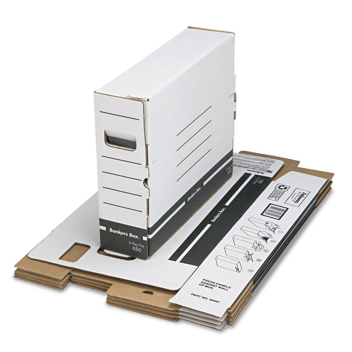 X-Ray Storage Boxes, 5" x 18.75" x 14.88", White/Blue, 6/Carton