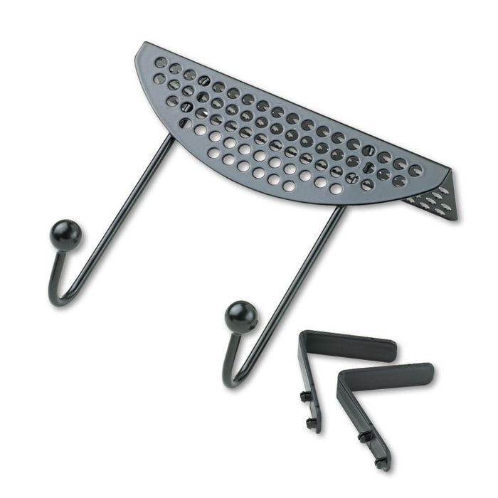 Perf-Ect Partition Additions Double-Garment Hook, 7 x 4 1/8 x 6 1/16, Black