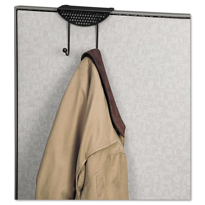 Perf-Ect Partition Additions Double-Garment Hook, 7 x 4 1/8 x 6 1/16, Black