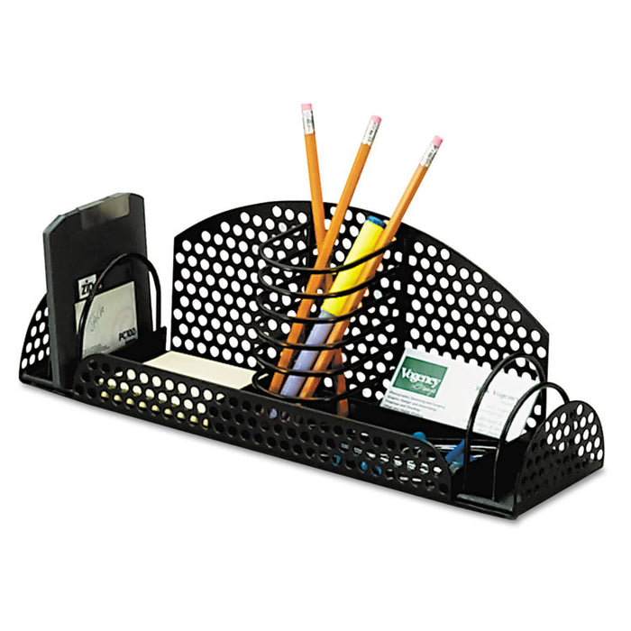 Perf-Ect Multi Desk Organizer, Metal/Wire, 12 7/8 x 4 x 4 3/4, Black