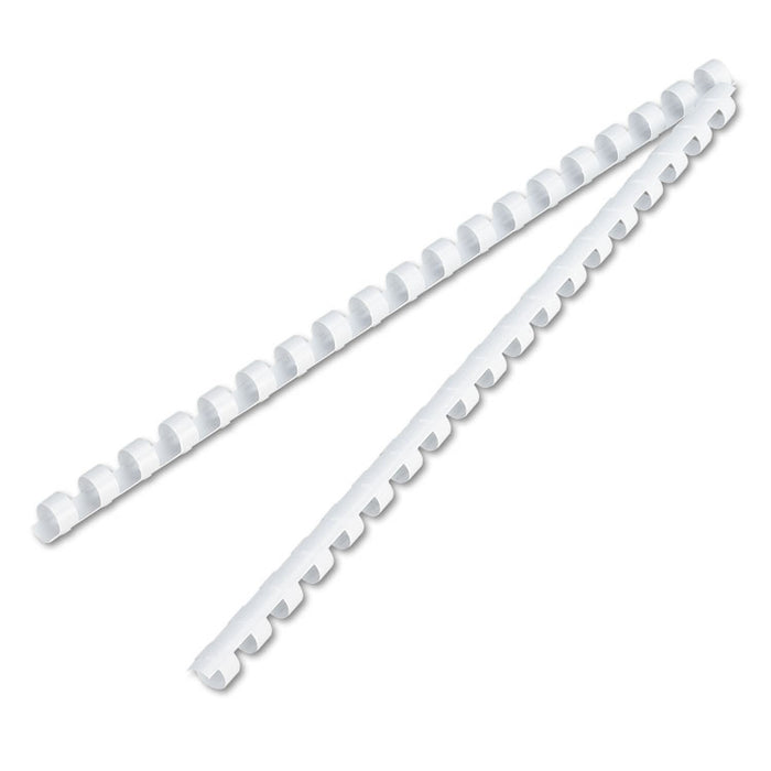 Plastic Comb Bindings, 3/8" Diameter, 55 Sheet Capacity, White, 100/Pack