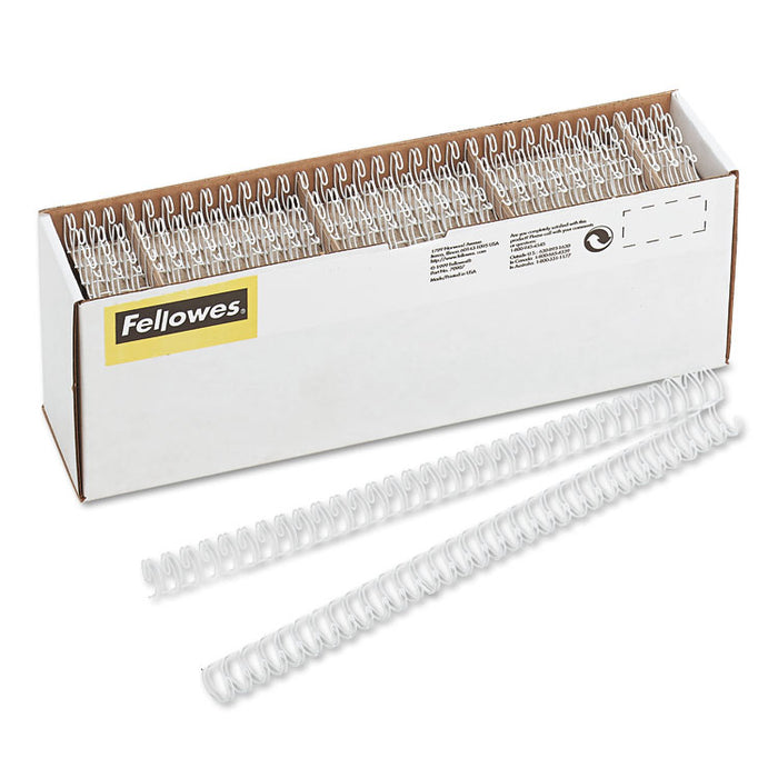 Wire Bindings, 3/8" Diameter, 80 Sheet Capacity, White, 25/Pack