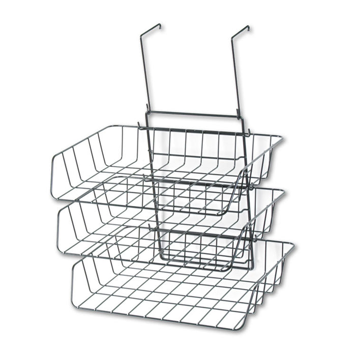 Wire Partition Additions Three-Tray Organizer, 13 1/2 x 11 7/8, Black