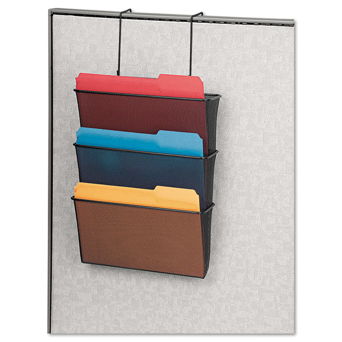Mesh Partition Additions Three-File Pocket Organizer, 12.63 x 8.25 x 23.25, Over-the-Panel/Wall Mount, Black