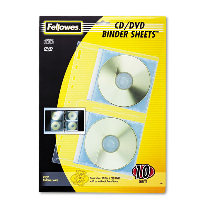 CD/DVD Protector Sheets for Three-Ring Binder, Clear, 10/Pack