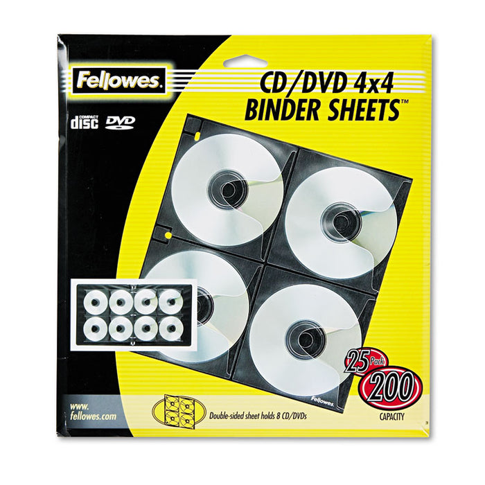 Two-Sided CD/DVD Refill Sheets for Three-Ring Binder, 25/Pack