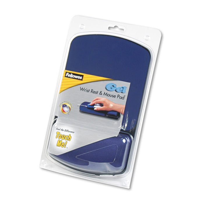Gel Mouse Pad with Wrist Rest, 6.25" x 10.12", Black/Sapphire