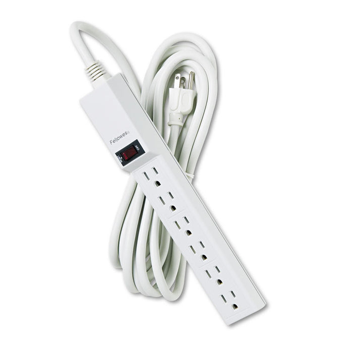 Six-Outlet Power Strip, 120V, 15ft Cord, 10 7/8 x 1 7/8 x 1 5/8, Platinum