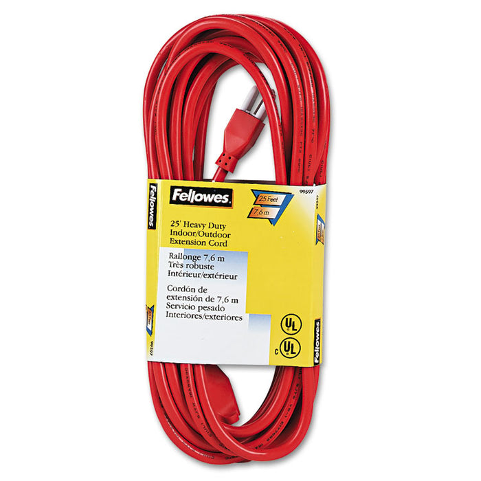 Indoor/Outdoor Heavy-Duty 3-Prong Plug Extension Cord, 25 ft, 13 A, Orange