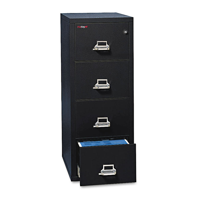 Four-Drawer Vertical File, 17.75w x 25d x 52.75h, UL Listed 350° for Fire, Letter, Black