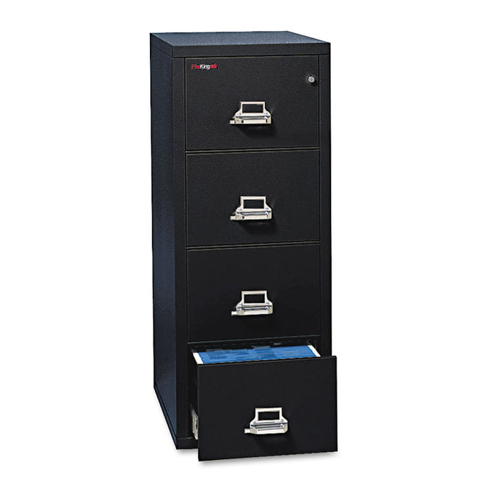 Four-Drawer Vertical File, 20.81w x 31.56d x 52.75h, UL 350° for Fire, Legal, Black