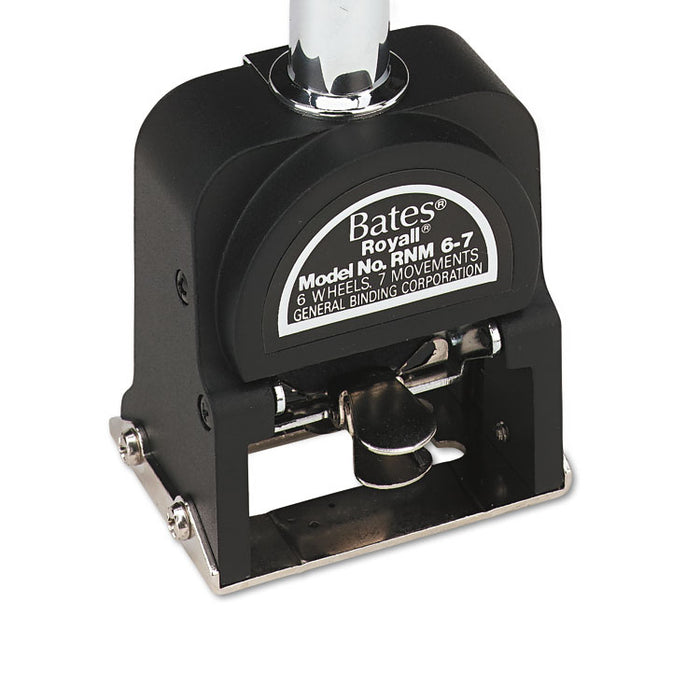 Royall Economy Numbering Machine, Six Wheels, Pre-Inked/Re-Inkable, Black