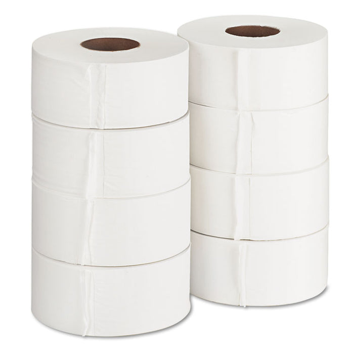 Jumbo Jr. Bath Tissue Roll, Septic Safe, 2-Ply, White, 1000 ft, 8 Rolls/Carton