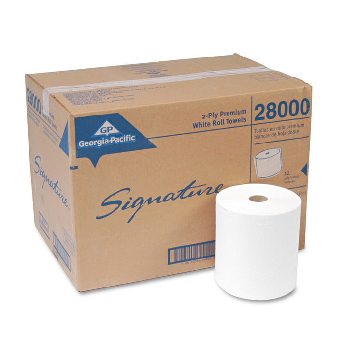 Pacific Blue Select Premium Nonperf Paper Towels, 2-Ply, 7.88 x 350 ft, White, 12 Rolls/Carton