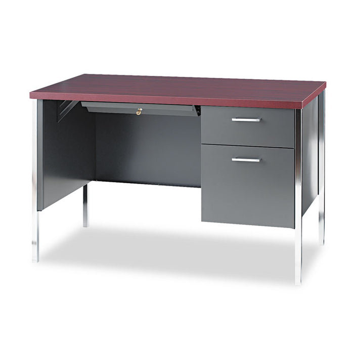 34000 Series Right Pedestal Desk, 45.25" x 24" x 29.5", Mahogany/Charcoal