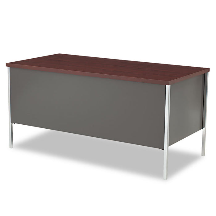 34000 Series Double Pedestal Desk, 60w x 30d x 29.5h, Mahogany/Charcoal