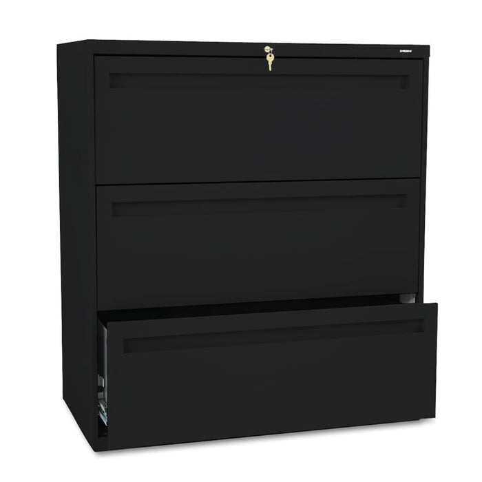 Brigade 700 Series Lateral File, 3 Legal/Letter-Size File Drawers, Black, 36" x 18" x 39.13"